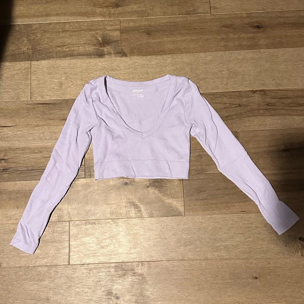 Garage Light Purple Long Sleeve Crop Top
